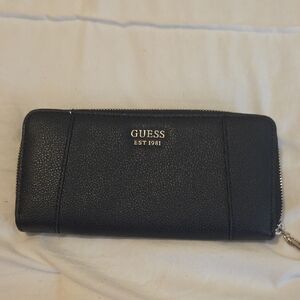 GUESS Black Zip-Around Wallet